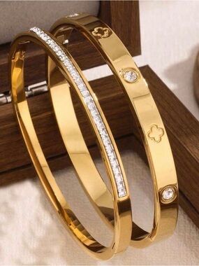 Macy's Gold-Tone Crystal Accent Bangle Bracelet Set